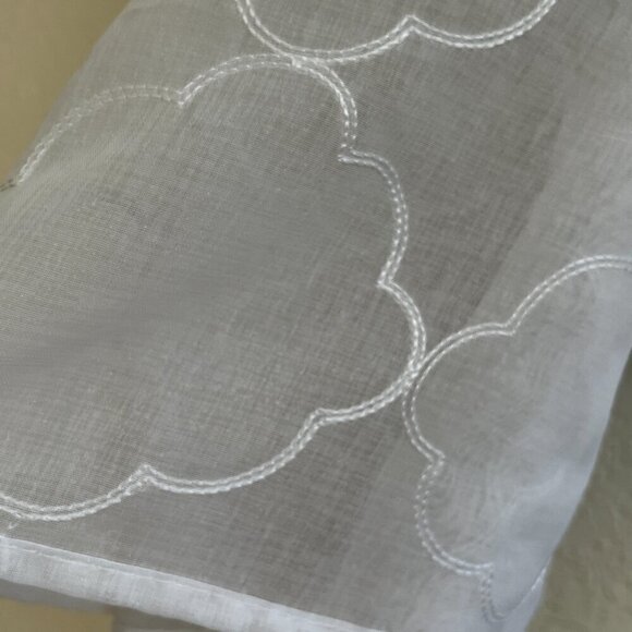 Set of 2 Panels White Window Sheer Medallion Curtains Rod Pocket 37x83 Inch - Picture 2 of 6